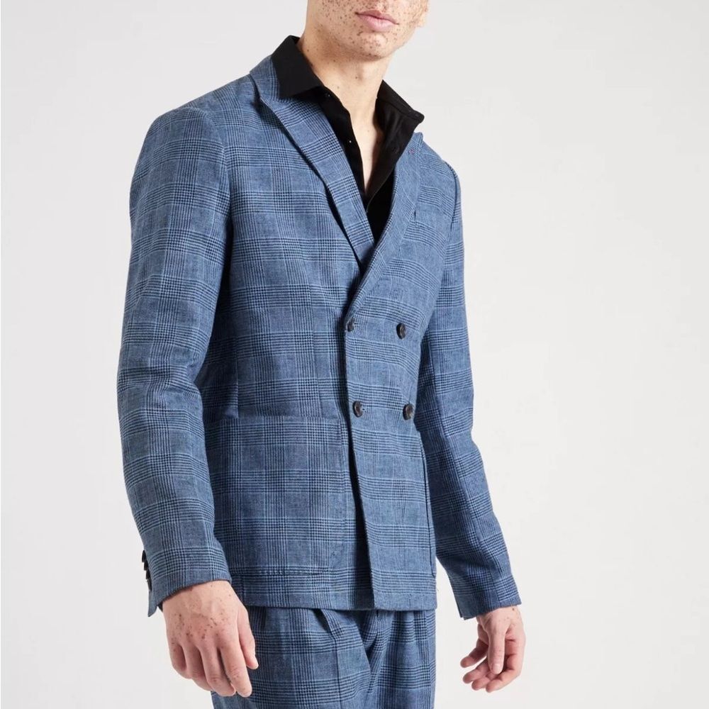 Scotch & Soda Double-Breasted Check Blazer in Blue, NWT, Size XXL - Picture 2 of 10